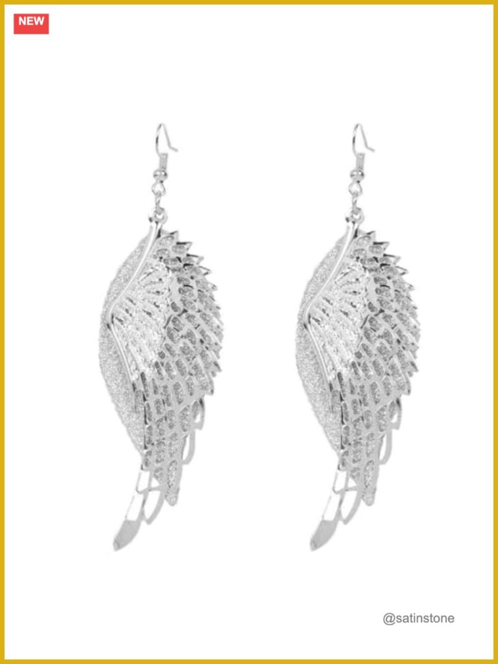 Angel Wing Dangle Drop Earrings Hollow Fairy Feather Lightweight
